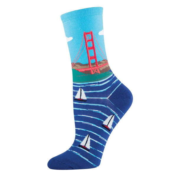 Women's Golden Gate Bridge Crew Sock -Blue