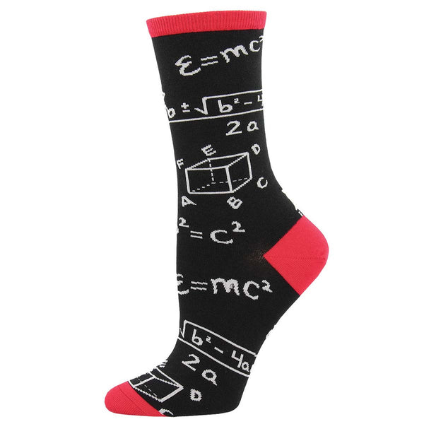 Women's Math Crew Sock -Black R