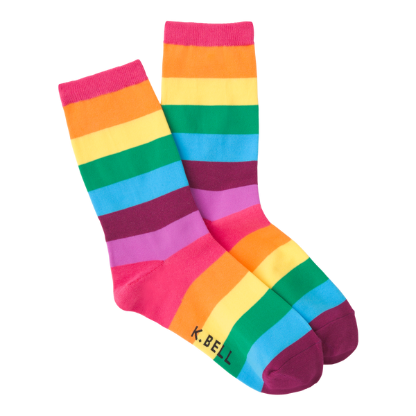 Women's Rainbow Stripe Crew Socks ^