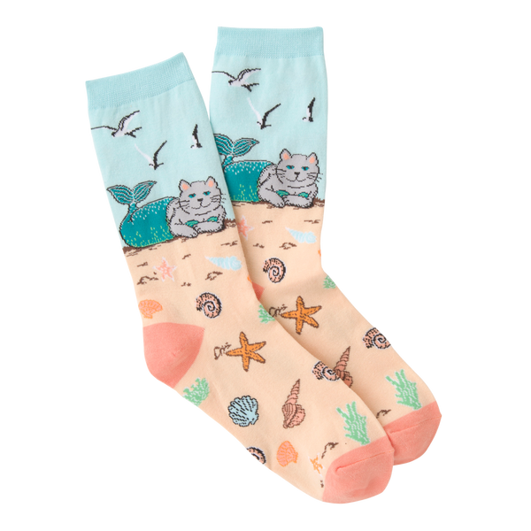 Women's Mermaid Cat Crew Socks ^